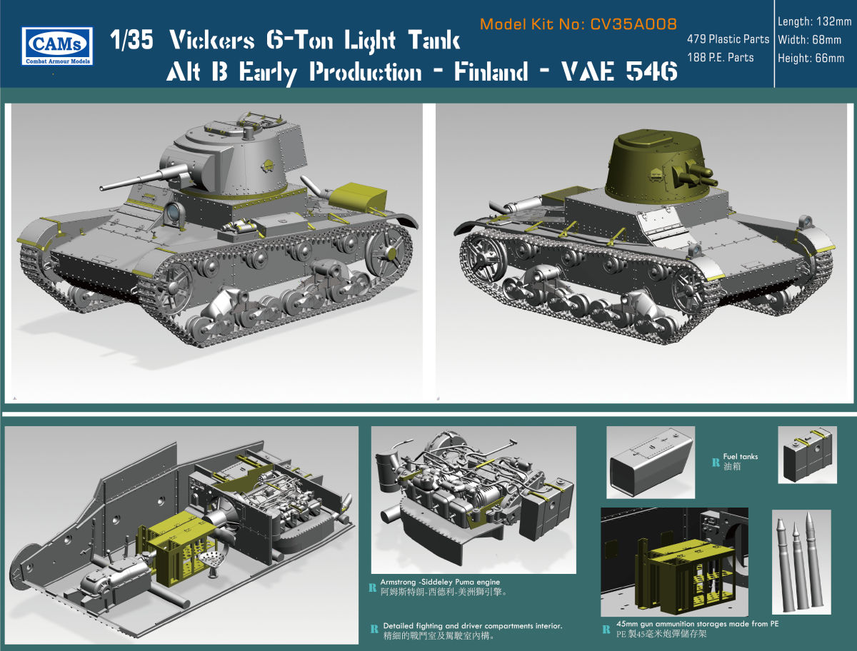CAMS CV35A008 1/35 VICKERS 6-TON LIGHT TANK ALT B EARLY PRODUCTION-FINLAND-VAE